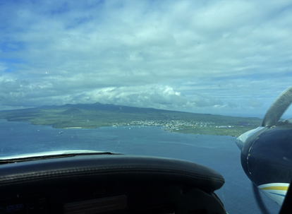Aerial view of Isabela Island from a light aircraft.